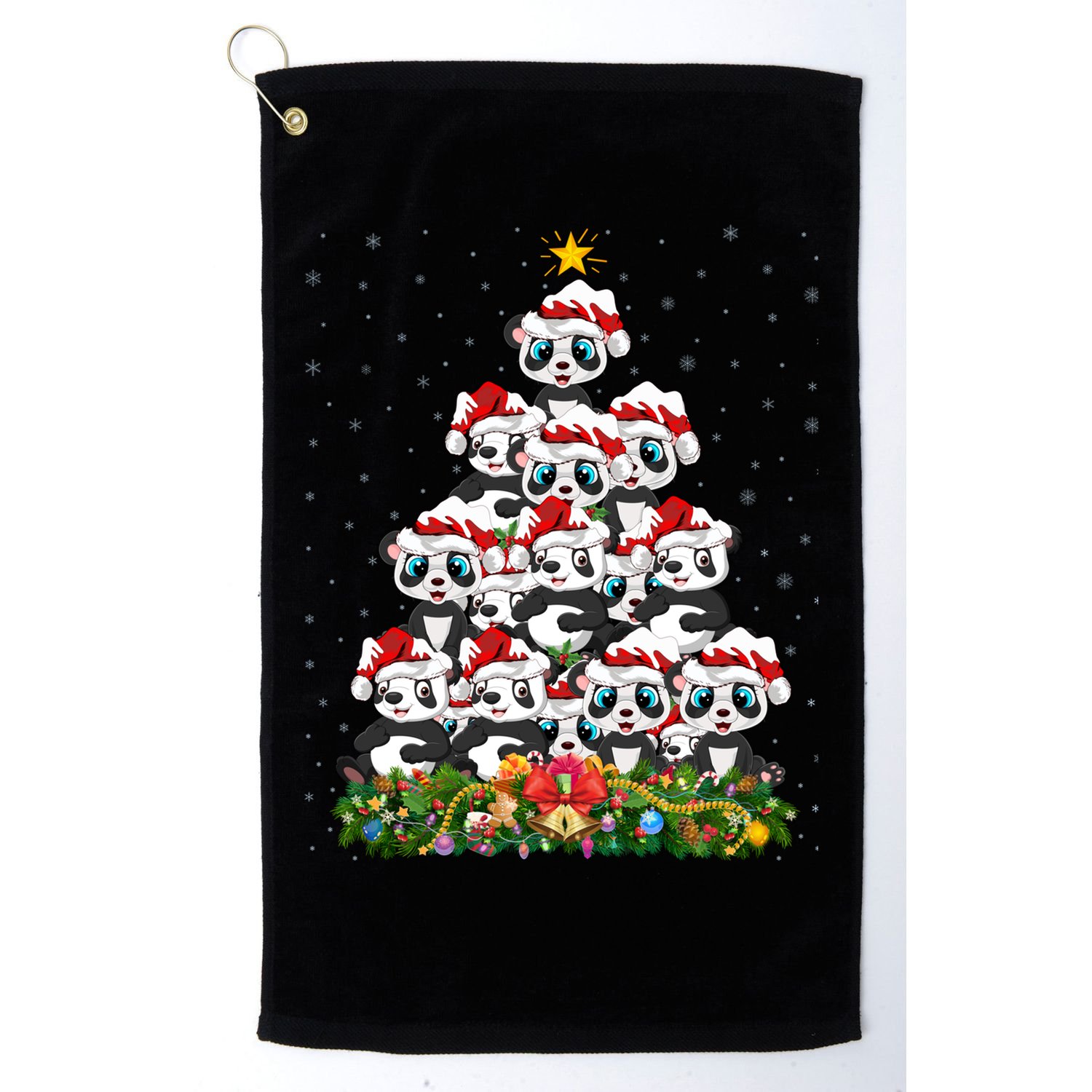 Panda Xmas Tree Lighting Santa Panda Christmas Gift Golf Towel