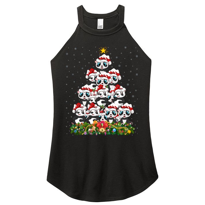 Panda Xmas Tree Lighting Santa Panda Christmas Gift Women's Perfect Tri Rocker Tank