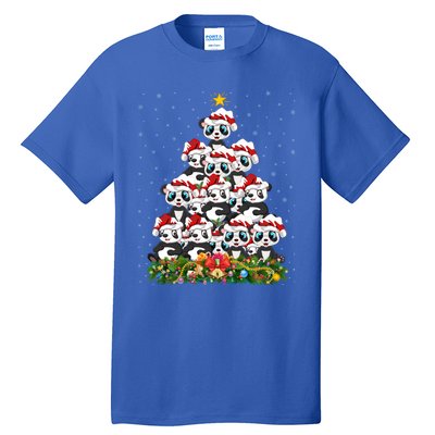 Panda Xmas Tree Lighting Santa Panda Christmas Gift Tall T-Shirt