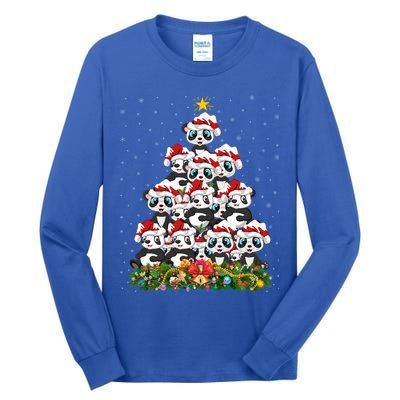 Panda Xmas Tree Lighting Santa Panda Christmas Gift Tall Long Sleeve T-Shirt