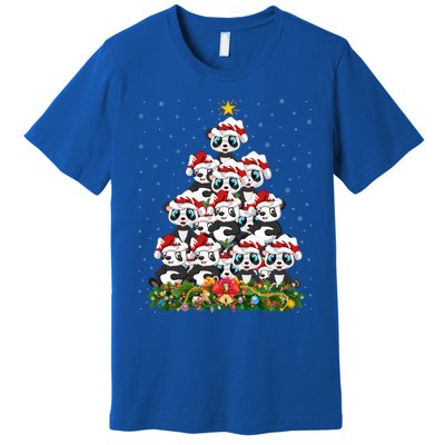 Panda Xmas Tree Lighting Santa Panda Christmas Gift Premium T-Shirt