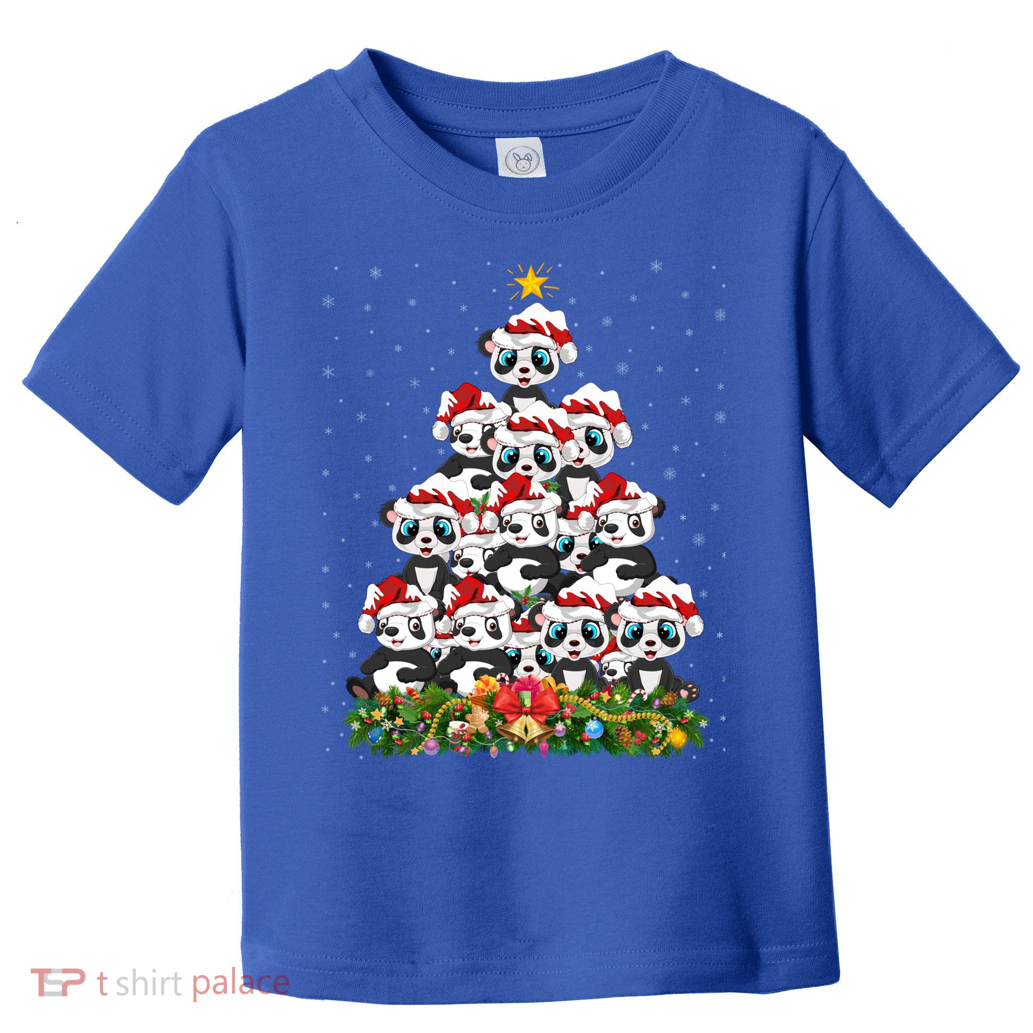 Panda Xmas Tree Lighting Santa Panda Christmas Gift Toddler T-Shirt