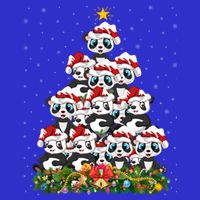 Panda Xmas Tree Lighting Santa Panda Christmas Gift Women's V-Neck T-Shirt