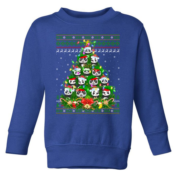 Panda Xmas Tree Lighting Ugly Panda Christmas Cute Gift Toddler Sweatshirt