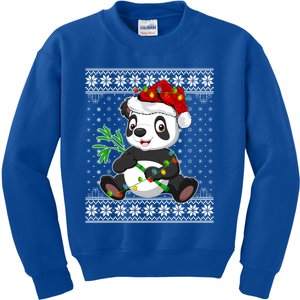 Panda Xmas Ugly Sweater Style Santa Lighting Panda Christmas Gift Kids Sweatshirt