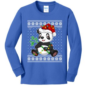 Panda Xmas Ugly Sweater Style Santa Lighting Panda Christmas Gift Kids Long Sleeve Shirt