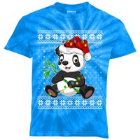 Panda Xmas Ugly Sweater Style Santa Lighting Panda Christmas Gift Kids Tie-Dye T-Shirt