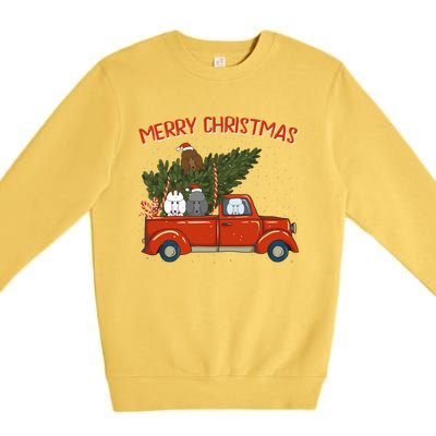 Poodle Xmas Vintage Red Pickup Retro Truck Gift Premium Crewneck Sweatshirt