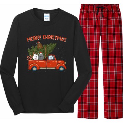 Poodle Xmas Vintage Red Pickup Retro Truck Gift Long Sleeve Pajama Set