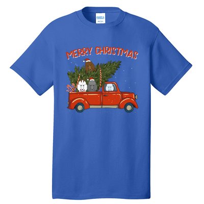 Poodle Xmas Vintage Red Pickup Retro Truck Gift Tall T-Shirt