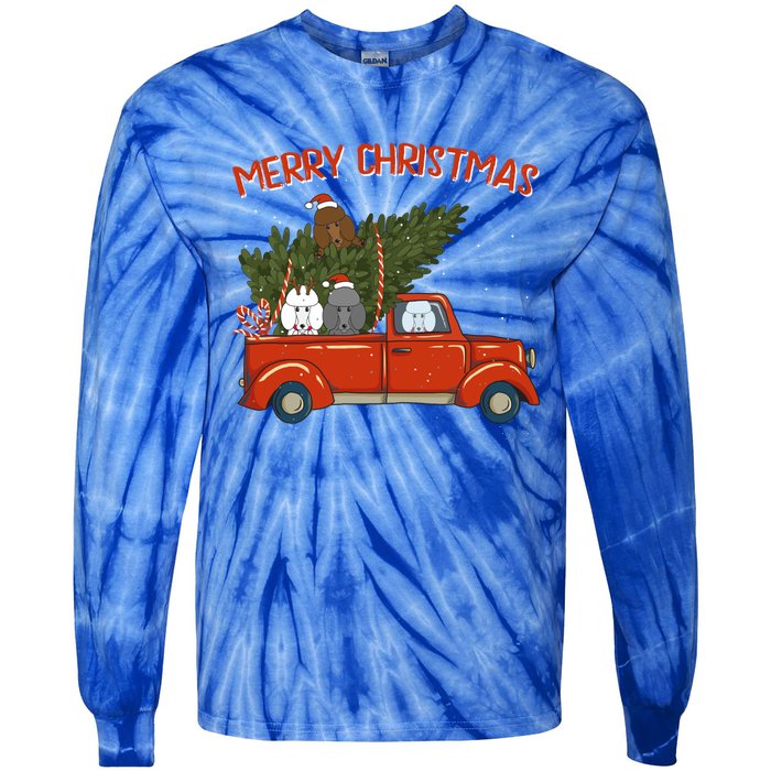 Poodle Xmas Vintage Red Pickup Retro Truck Gift Tie-Dye Long Sleeve Shirt