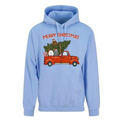 Poodle Xmas Vintage Red Pickup Retro Truck Gift Unisex Surf Hoodie