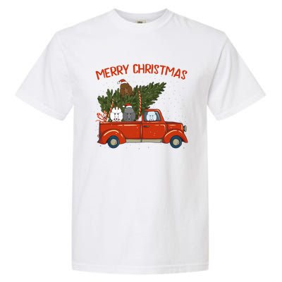 Poodle Xmas Vintage Red Pickup Retro Truck Gift Garment-Dyed Heavyweight T-Shirt