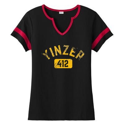 Pittsburgh Yinzer 412 Sl City Pennsylvania Funny Vintage Ladies Halftime Notch Neck Tee