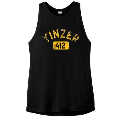 Pittsburgh Yinzer 412 Sl City Pennsylvania Funny Vintage Ladies PosiCharge Tri-Blend Wicking Tank