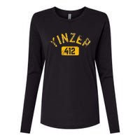 Pittsburgh Yinzer 412 Sl City Pennsylvania Funny Vintage Womens Cotton Relaxed Long Sleeve T-Shirt