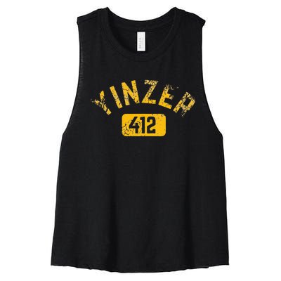 Pittsburgh Yinzer 412 Sl City Pennsylvania Funny Vintage Women's Racerback Cropped Tank