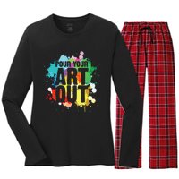 Pour Your Art Out Artist Paint Painter Painting Women's Long Sleeve Flannel Pajama Set 