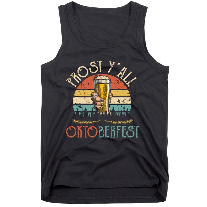 Prost Y All Oktoberfest Vintage Drinking Beer Team Tank Top