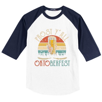 Prost Y All Oktoberfest Vintage Drinking Beer Team Baseball Sleeve Shirt