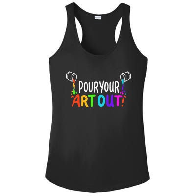 Pour Your Art Out I Color Wheel I Craft Paint I Fluid Art Ladies PosiCharge Competitor Racerback Tank