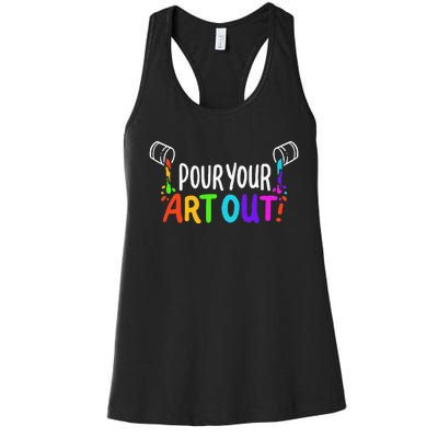 Pour Your Art Out I Color Wheel I Craft Paint I Fluid Art Women's Racerback Tank