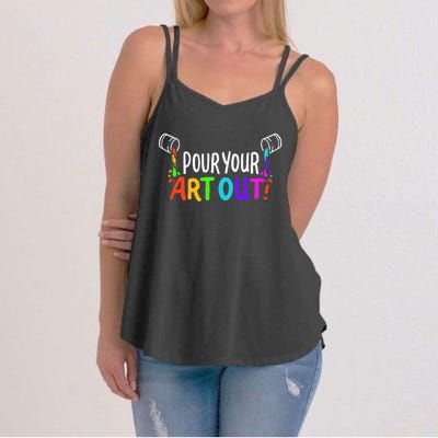 Pour Your Art Out I Color Wheel I Craft Paint I Fluid Art Women's Strappy Tank