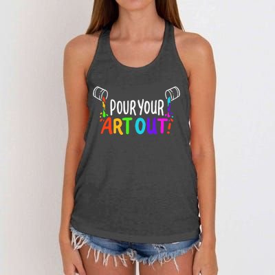 Pour Your Art Out I Color Wheel I Craft Paint I Fluid Art Women's Knotted Racerback Tank