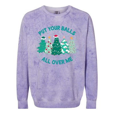 Put Your Balls All Over Me Christmas Tree Funny Family Xmas Colorblast Crewneck Sweatshirt