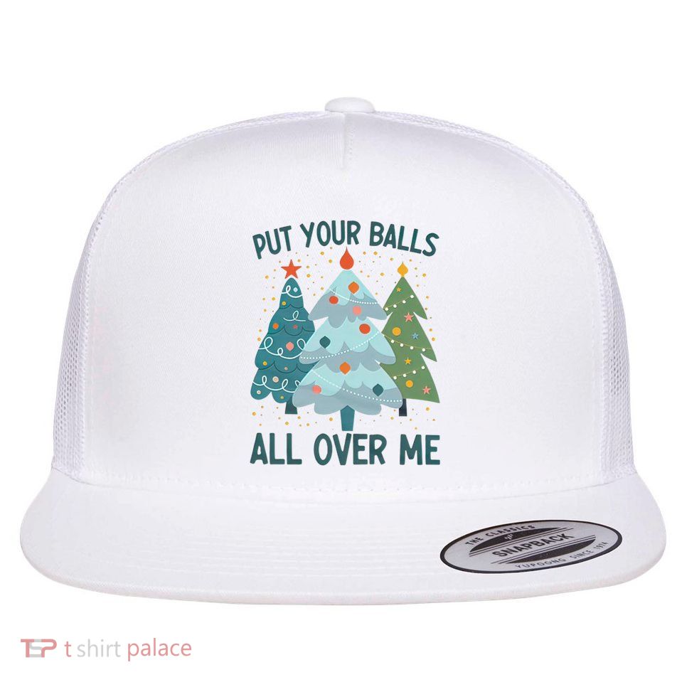 Put Your Balls All Over Me , Funny Christmas Flatbill Hat