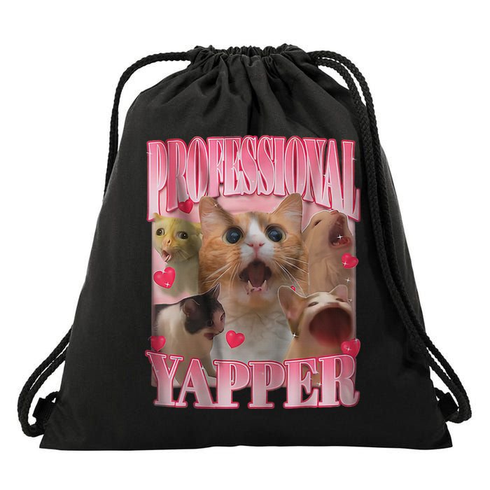 Professional Yapper Cat Funny Oddly Specific Dank Meme Drawstring Bag