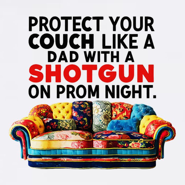 Protect Your Couch Like A Dad On Prom Night Funny Humor Meme Flat Bill Trucker Hat
