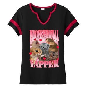 Professional Yapper Cat Funny Oddly Specific Dank Meme Ladies Halftime Notch Neck Tee