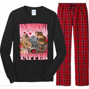 Professional Yapper Cat Funny Oddly Specific Dank Meme Long Sleeve Pajama Set