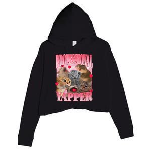 Professional Yapper Cat Funny Oddly Specific Dank Meme Crop Fleece Hoodie