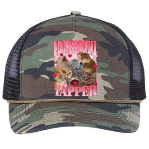 Professional Yapper Cat Funny Oddly Specific Dank Meme Retro Rope Trucker Hat Cap