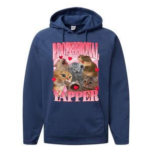 Professional Yapper Cat Funny Oddly Specific Dank Meme Performance Fleece Hoodie