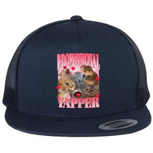 Professional Yapper Cat Funny Oddly Specific Dank Meme Flat Bill Trucker Hat