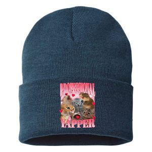 Professional Yapper Cat Funny Oddly Specific Dank Meme Sustainable Knit Beanie