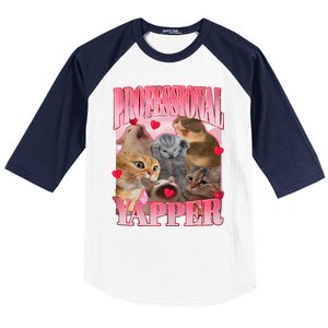 Professional Yapper Cat Funny Oddly Specific Dank Meme Baseball Sleeve Shirt