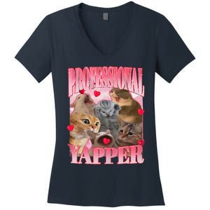 Professional Yapper Cat Funny Oddly Specific Dank Meme Women's V-Neck T-Shirt