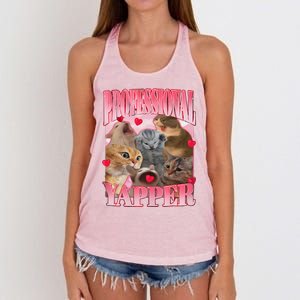 Professional Yapper Cat Funny Oddly Specific Dank Meme Women's Knotted Racerback Tank