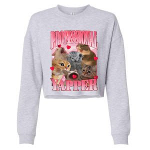 Professional Yapper Cat Funny Oddly Specific Dank Meme Cropped Pullover Crew