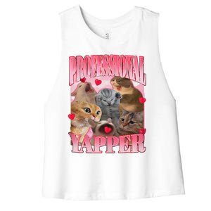 Professional Yapper Cat Funny Oddly Specific Dank Meme Women's Racerback Cropped Tank