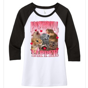 Professional Yapper Cat Funny Oddly Specific Dank Meme Women's Tri-Blend 3/4-Sleeve Raglan Shirt