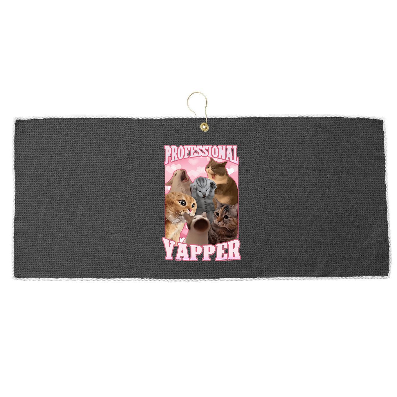 Professional Yapper Cat Meme Goofy Ahh Ironic Cat Large Microfiber Waffle Golf Towel