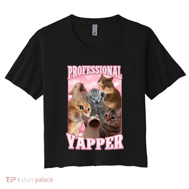 Professional Yapper Cat Meme Goofy Ahh Ironic Cat Crop Top