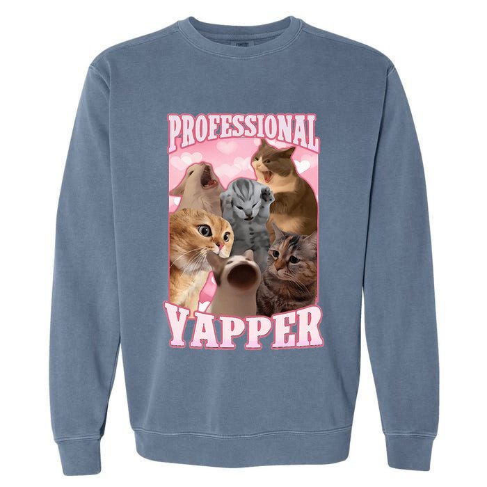 Professional Yapper Cat Meme Goofy Ahh Ironic Cat Garment-Dyed Sweatshirt
