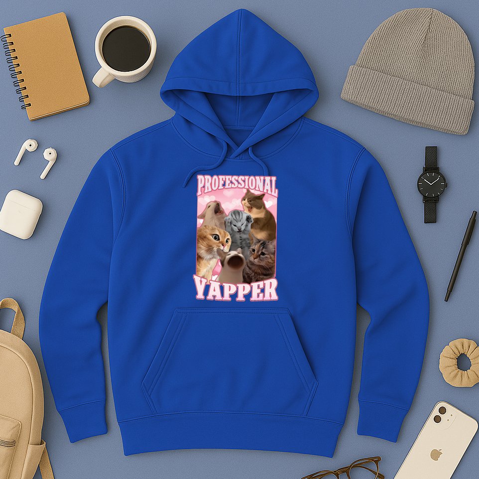 Professional Yapper Cat Meme Goofy Ahh Ironic Cat Hoodie