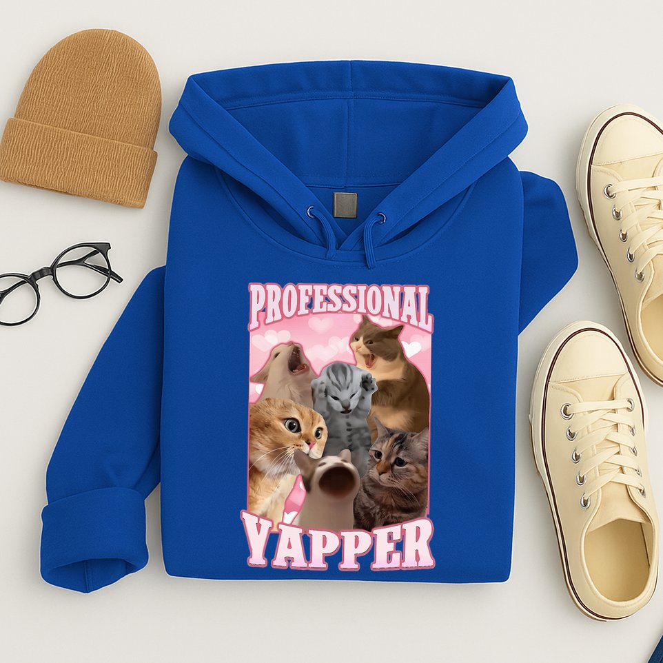 Professional Yapper Cat Meme Goofy Ahh Ironic Cat Hoodie